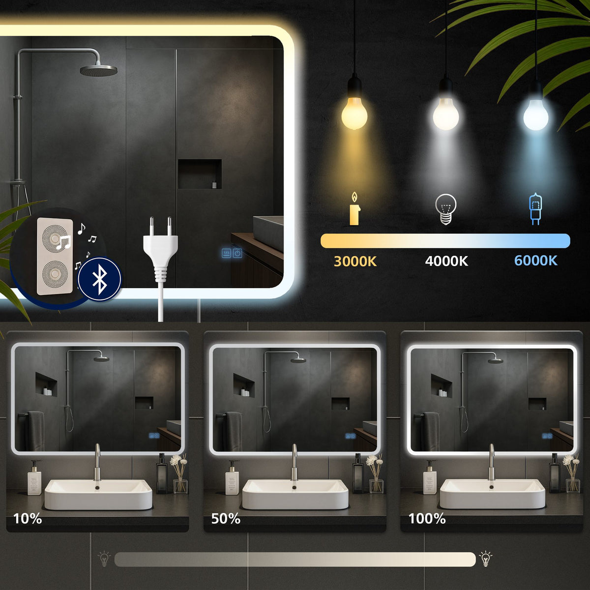 Badspiegel Jericho 70x100 mit Bluetooth – Ansicht 4