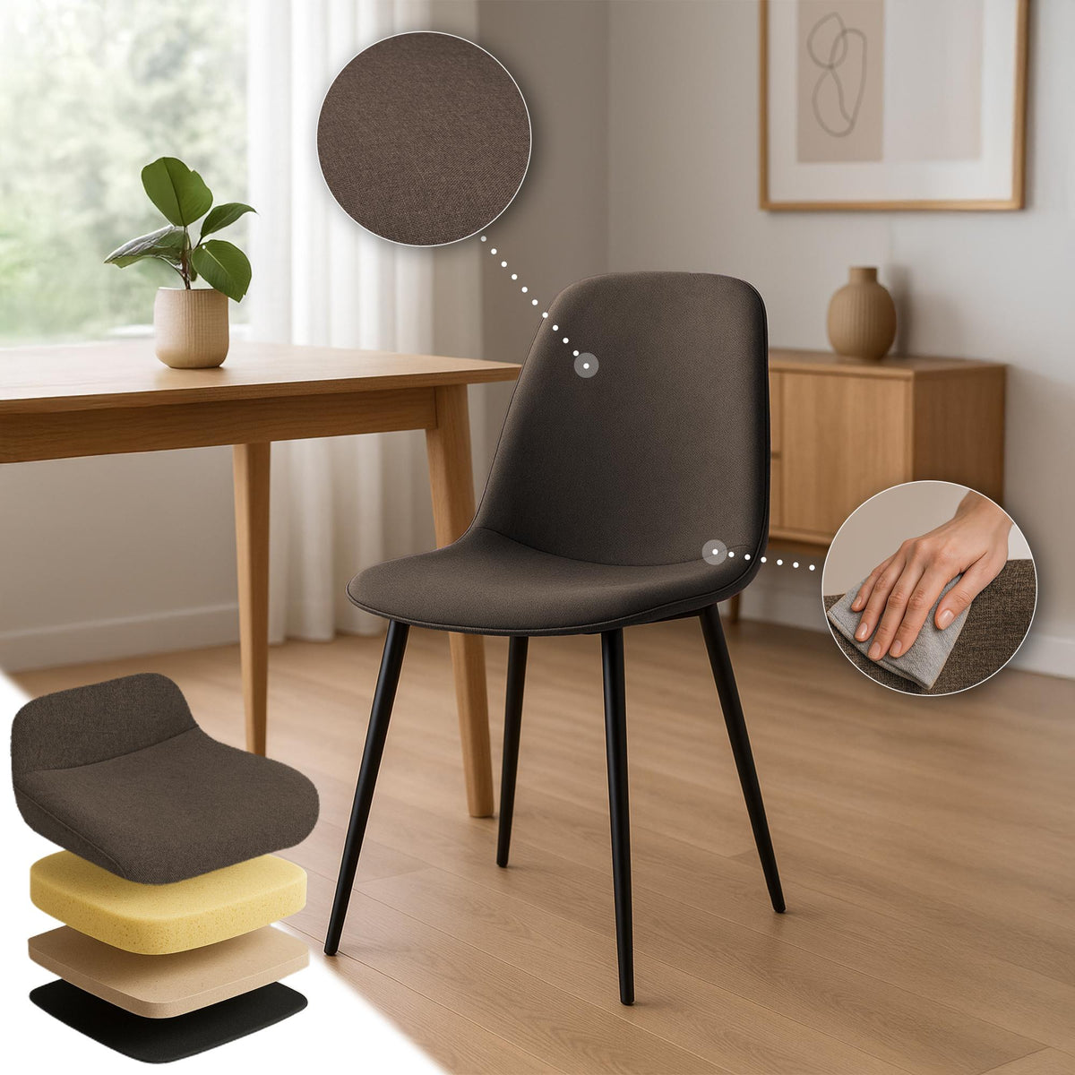 Esszimmerstuhl Maryam Stoff – Ansicht 18