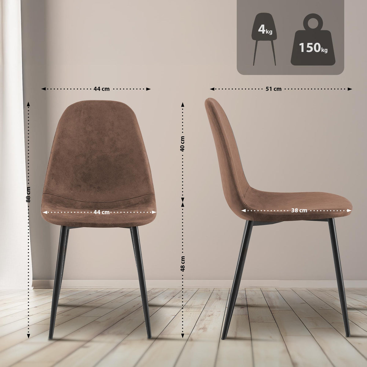 4er Set Esszimmerstühle Napier Kunstleder – Ansicht 2