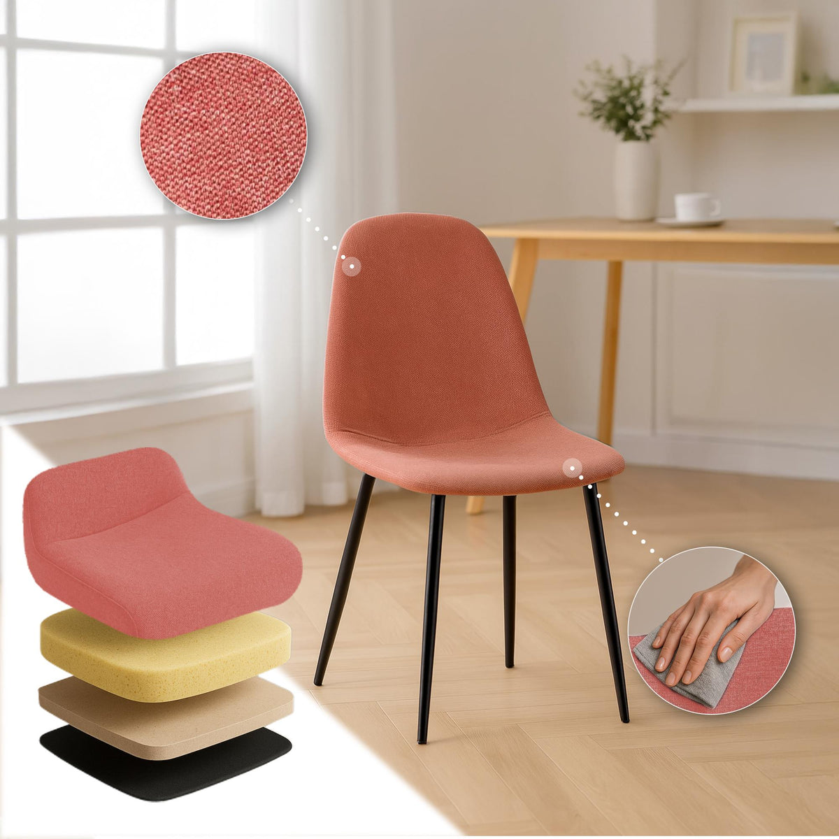 4er Set Esszimmerstühle Napier Stoff – Ansicht 18