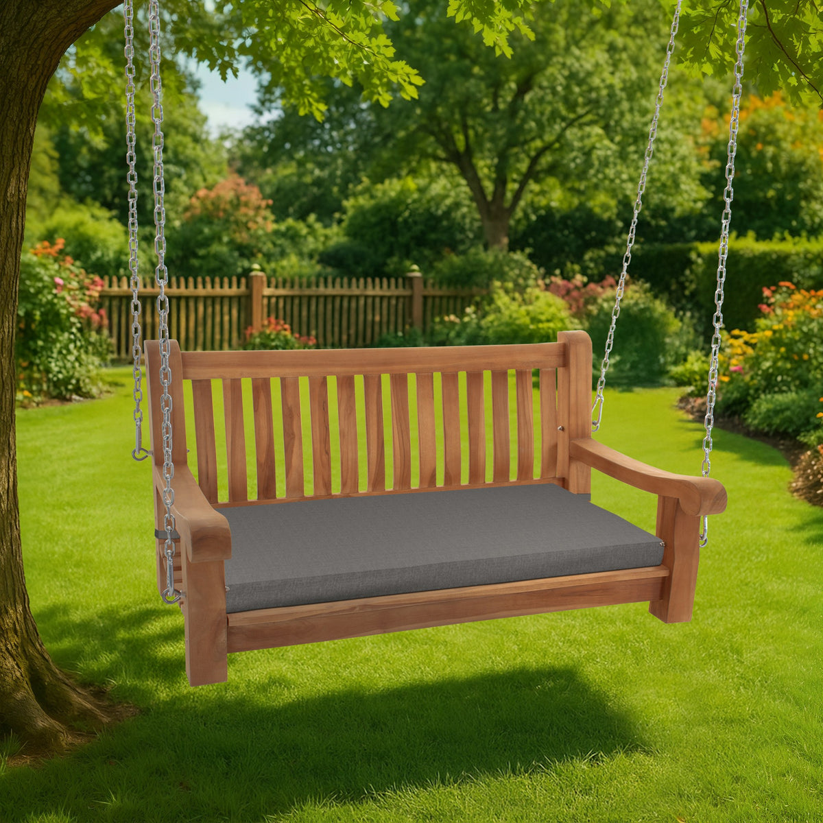 Schaukelbank Joyce mit Sitzkissen 120 cm + teak – Ansicht 10