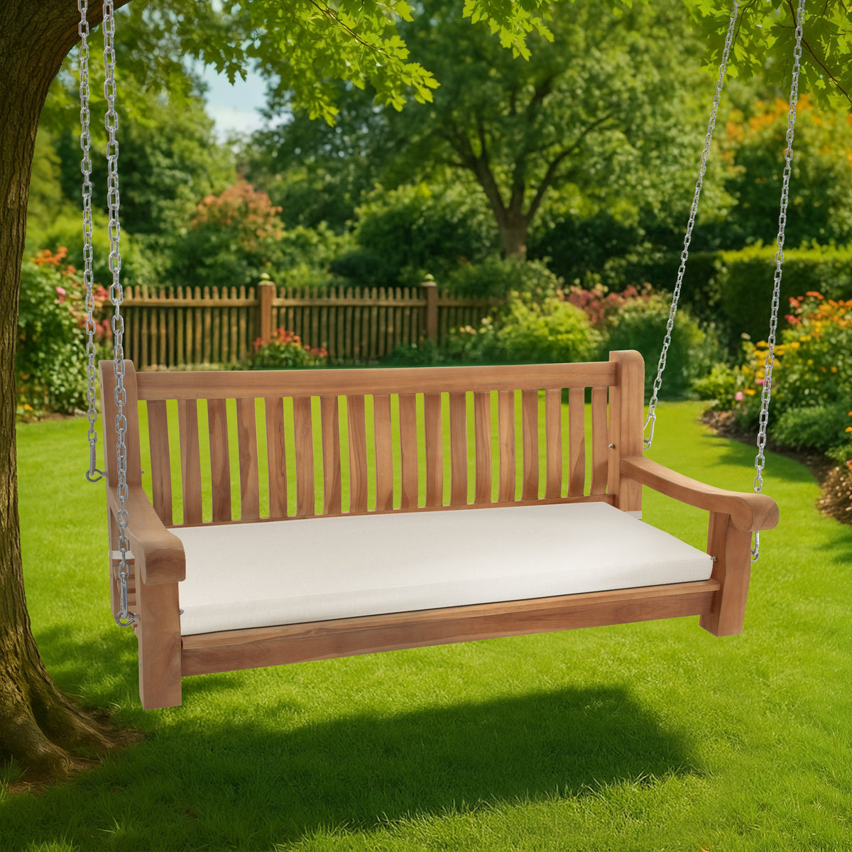 Schaukelbank Joyce mit Sitzkissen 150 cm + teak – Ansicht 3