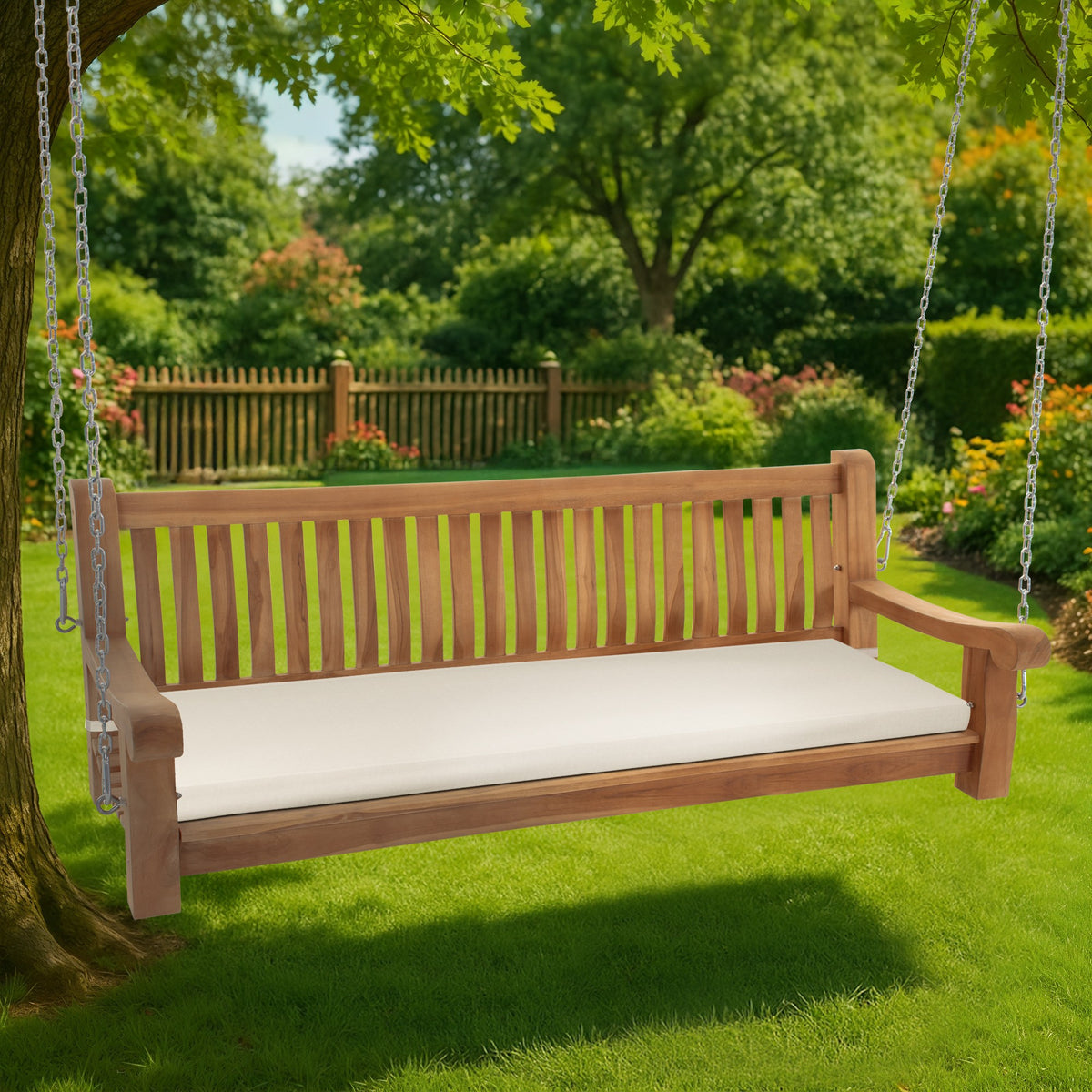Schaukelbank Joyce mit Sitzkissen 180 cm + teak – Ansicht 3