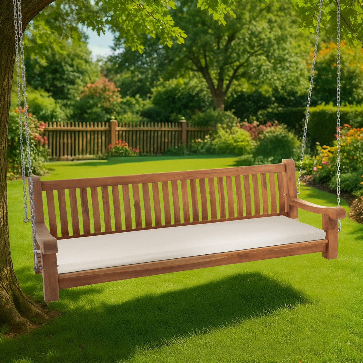 Schaukelbank Joyce mit Sitzkissen 200 cm + teak – Ansicht 3