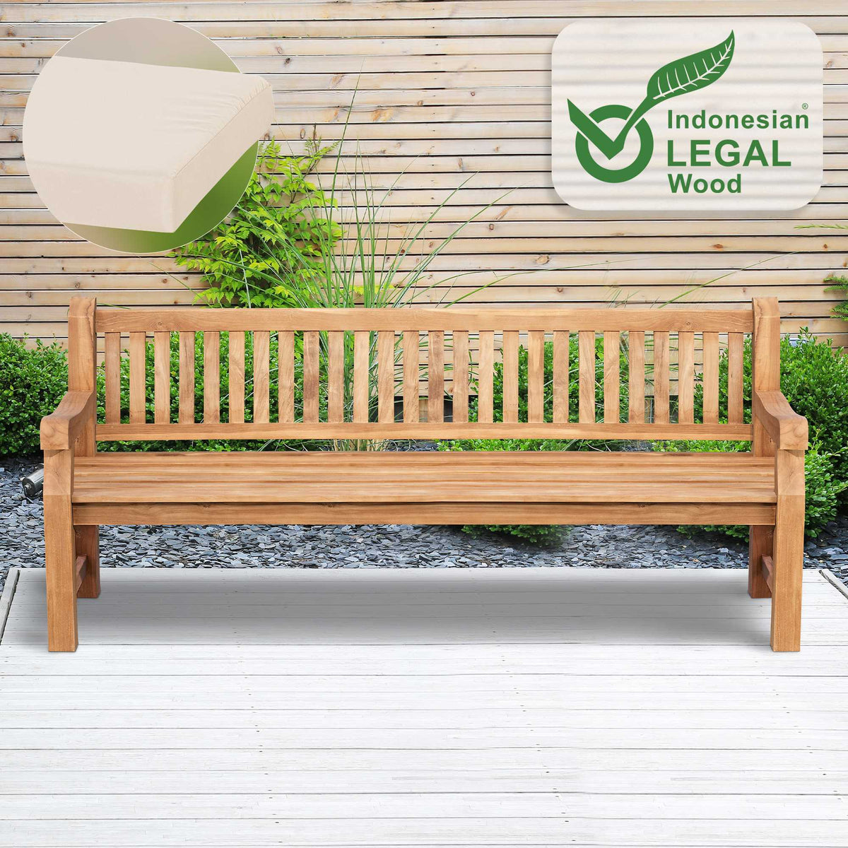 Teakbank Daxon mit Sitzkissen 220 cm – Ansicht 5