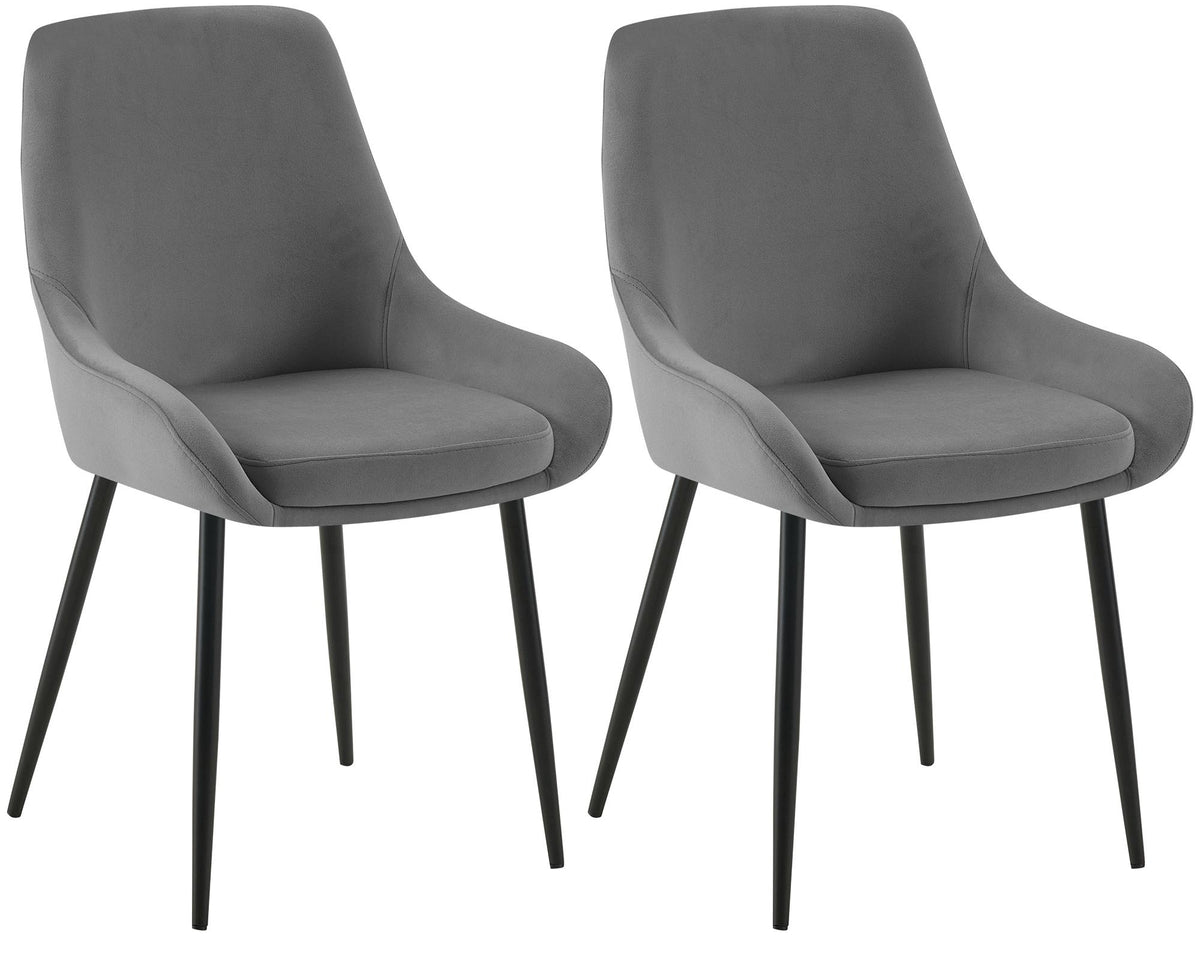 2er Set Esszimmerstuhl Elmira Samt schwarz – Ansicht 11