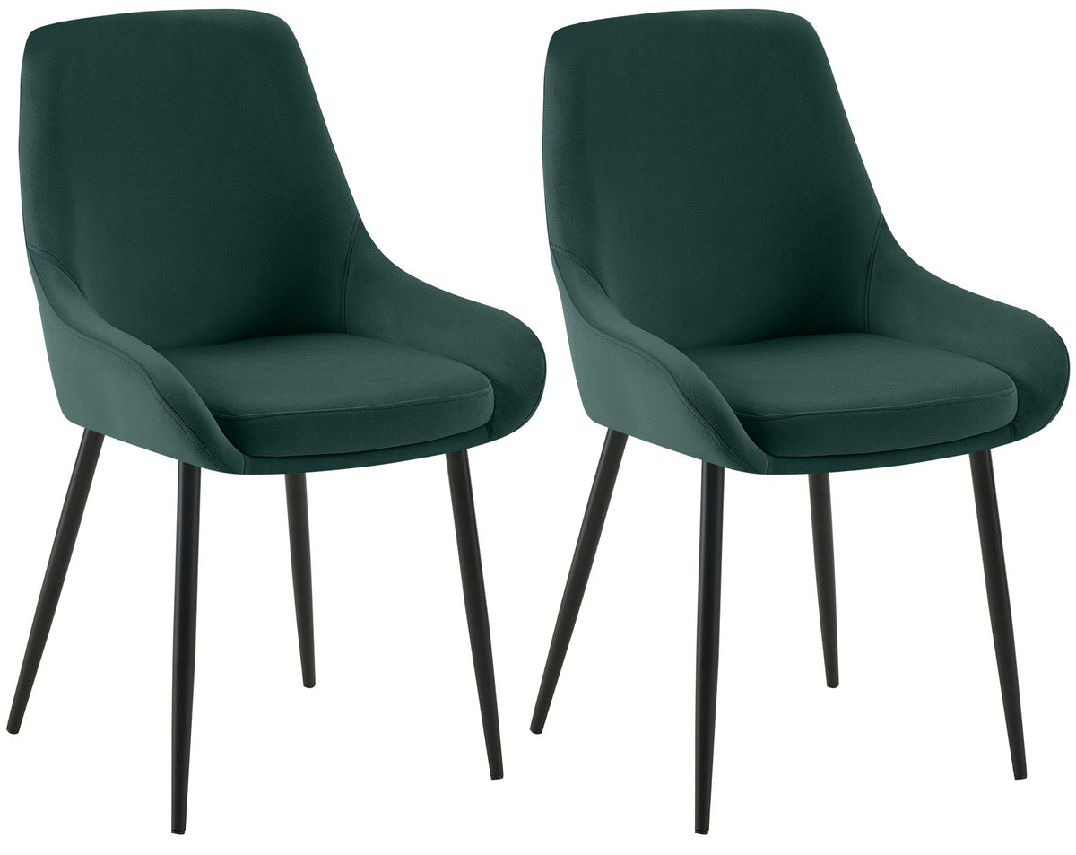 2er Set Esszimmerstuhl Elmira Samt schwarz