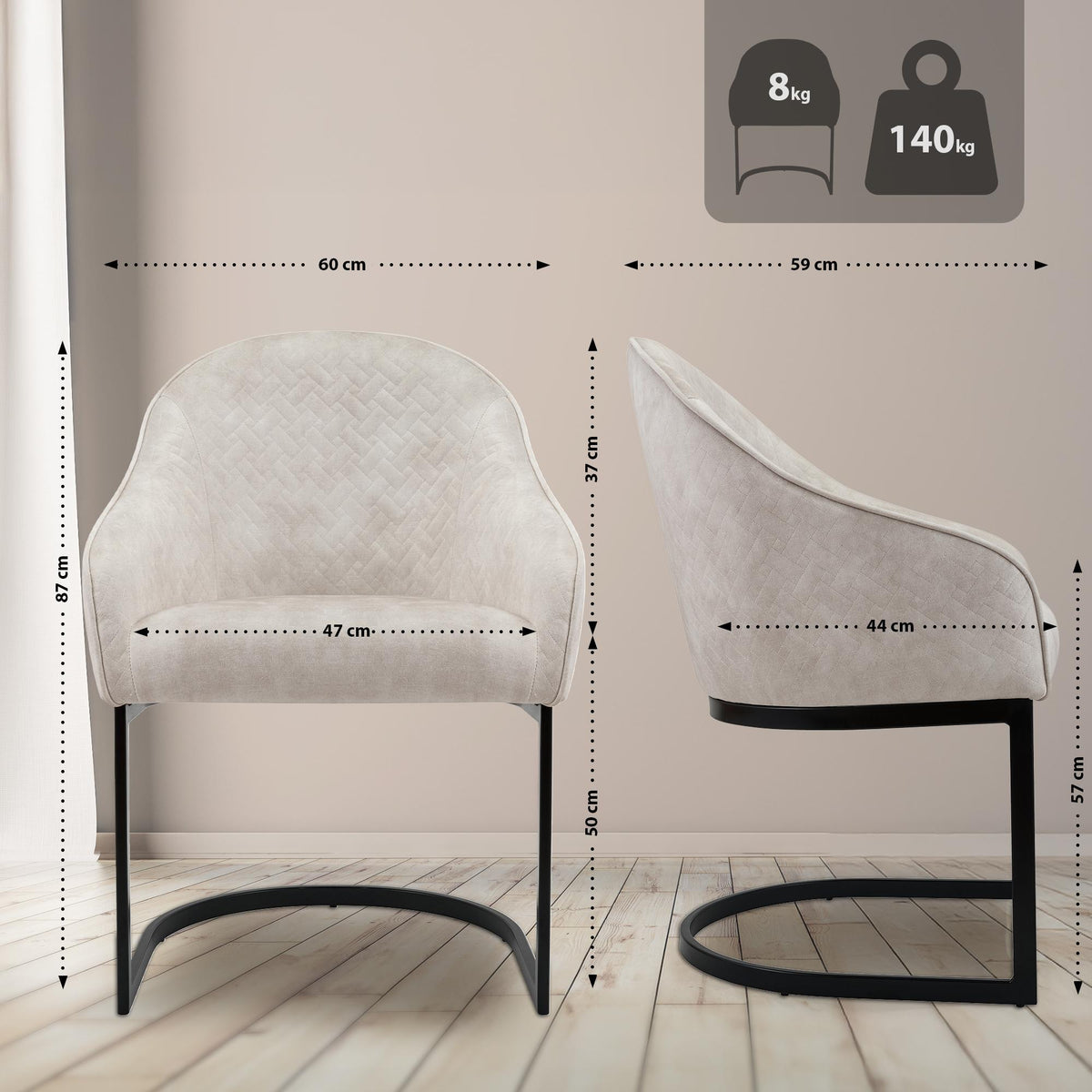 Esszimmerstuhl Jarik Vintage Samt – Ansicht 2