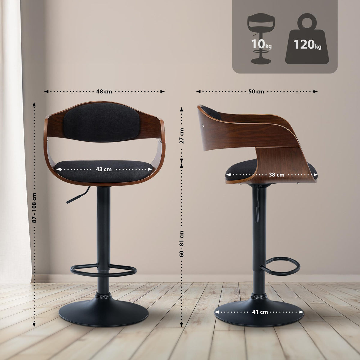 Barhocker Kingston B Stoff – Ansicht 2