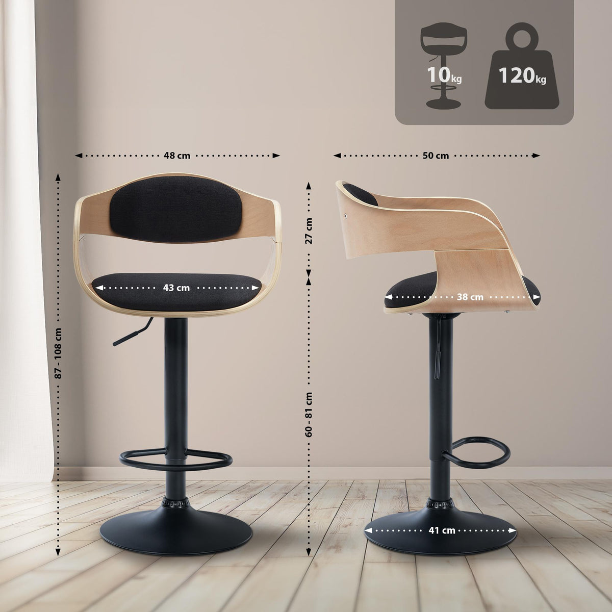Barhocker Kingston B Stoff – Ansicht 9