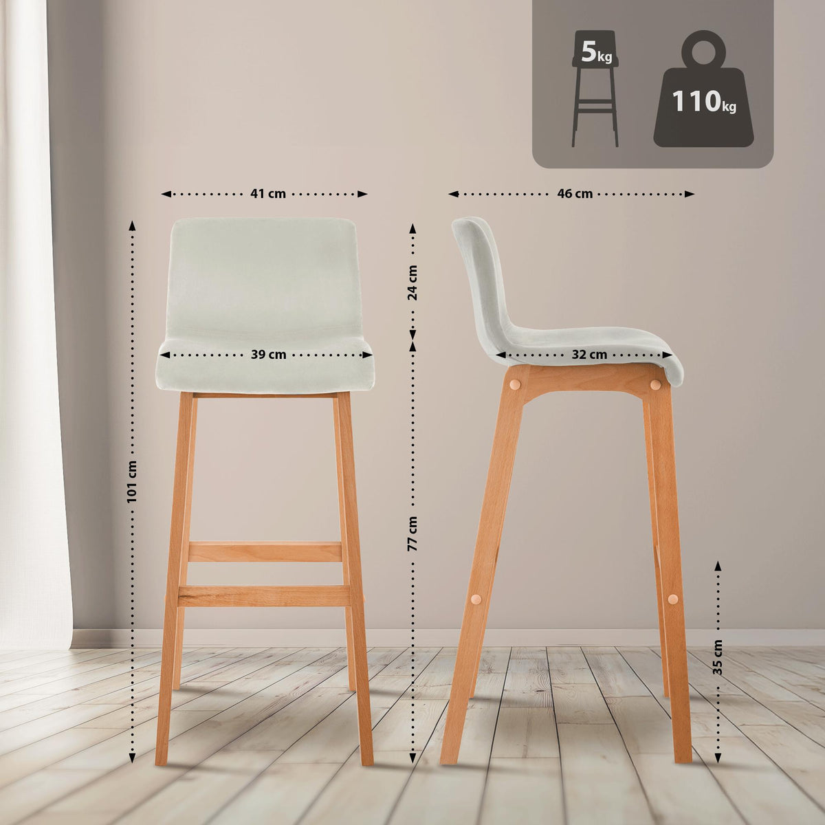 Barhocker Hoover Samt Natura – Ansicht 9