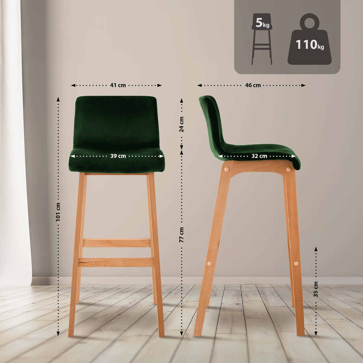Barhocker Hoover Samt Natura – Ansicht 16