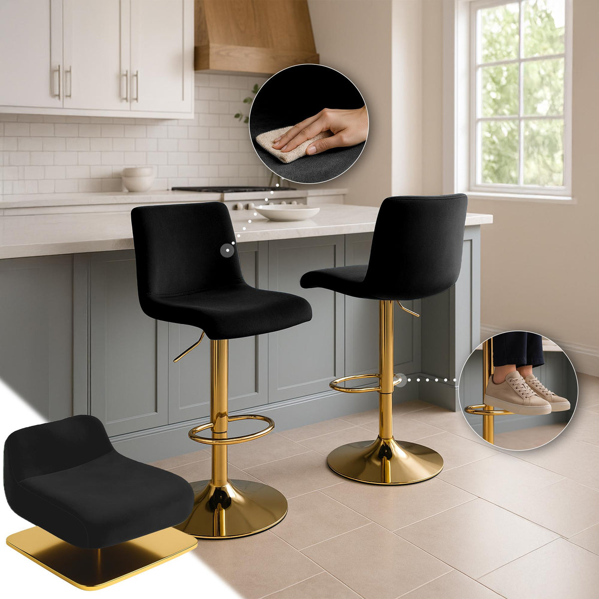 Barhocker Hoover Samt G – Ansicht 4