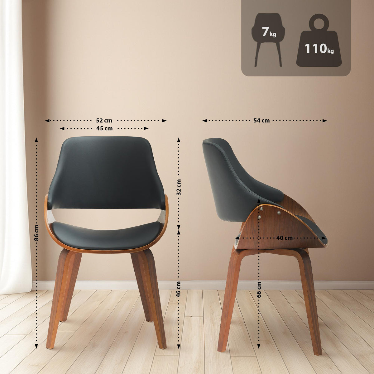 2er Set Esszimmerstuhl Vangale Kunstleder – Ansicht 7