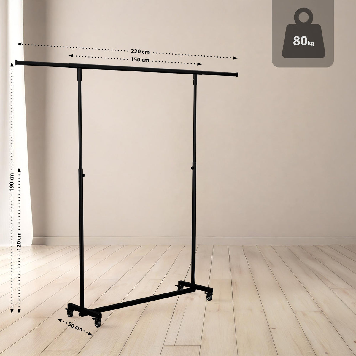 Klappbare Kleiderständer Soran 150x50x188 – Ansicht 2