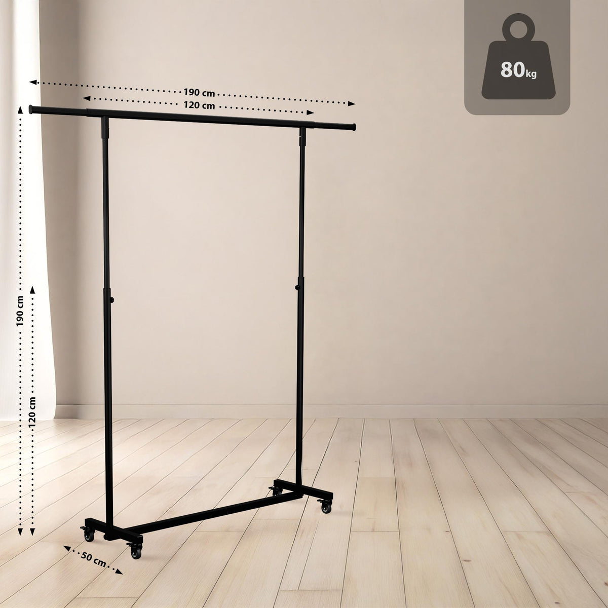 Klappbare Kleiderständer Soran 120x50x188 – Ansicht 2
