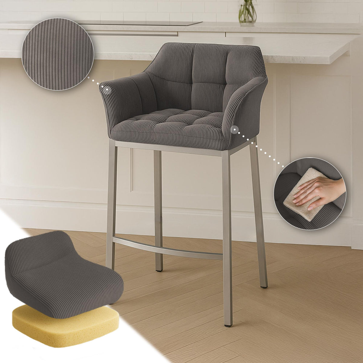 Barhocker Damaso E Cord mit 4-Fuß Gestell – Ansicht 11