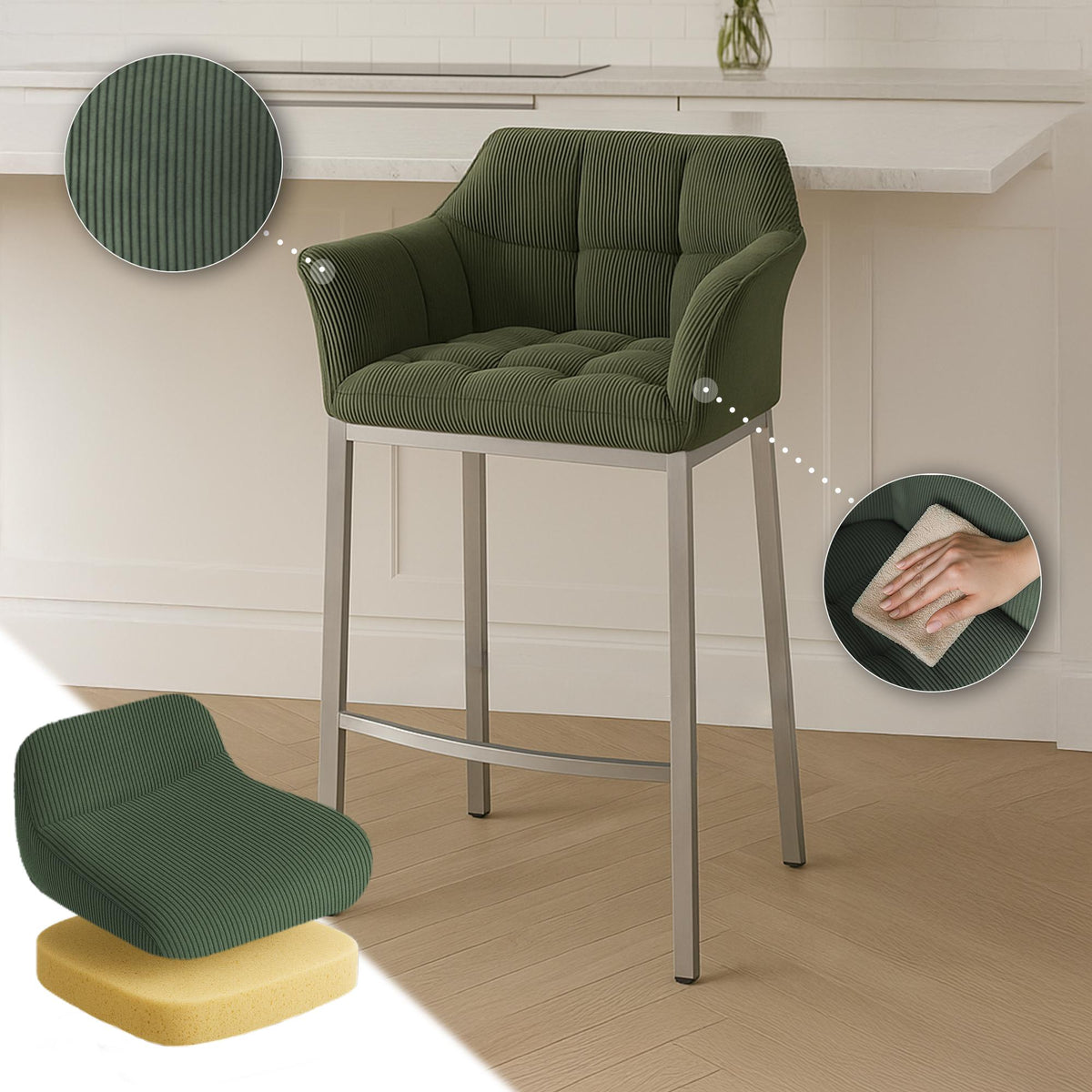 Barhocker Damaso E Cord mit 4-Fuß Gestell – Ansicht 18