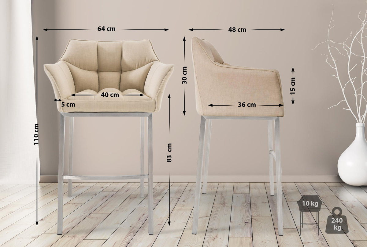 Barhocker Damaso E Stoff mit 4-Fuß Gestell – Ansicht 16