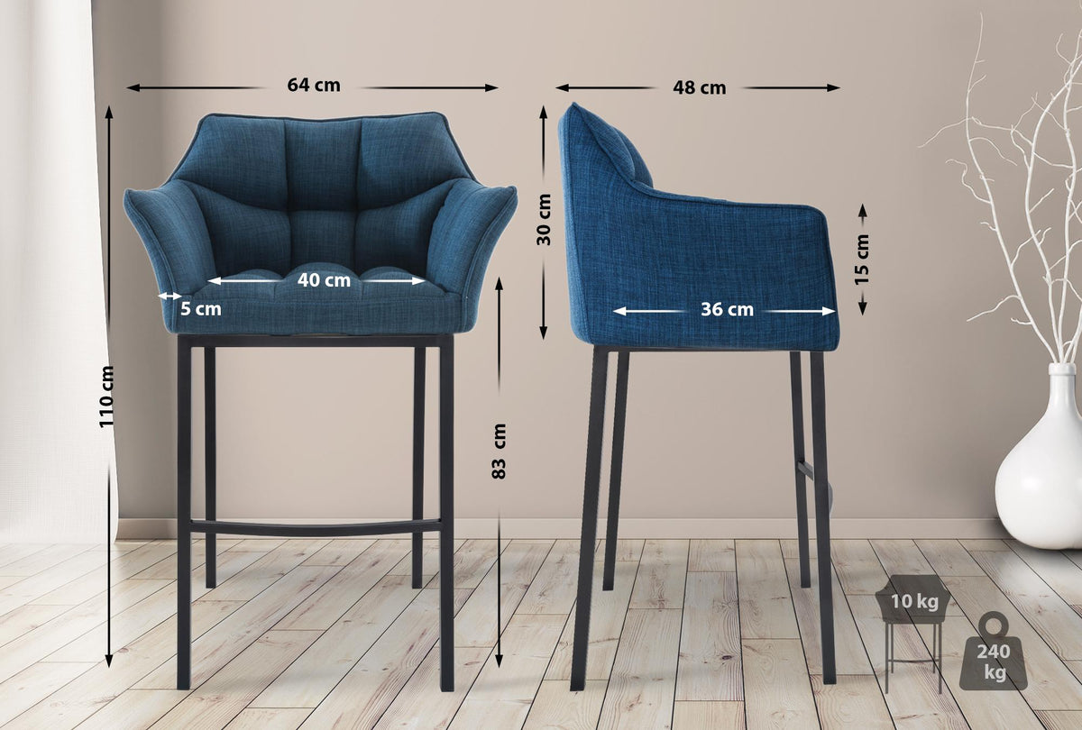 Barhocker Damaso B Stoff mit 4-Fuß Gestell – Ansicht 2