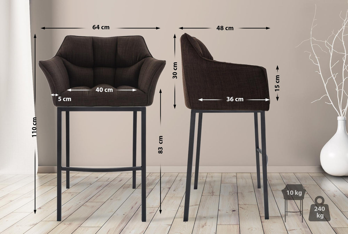 Barhocker Damaso B Stoff mit 4-Fuß Gestell – Ansicht 9