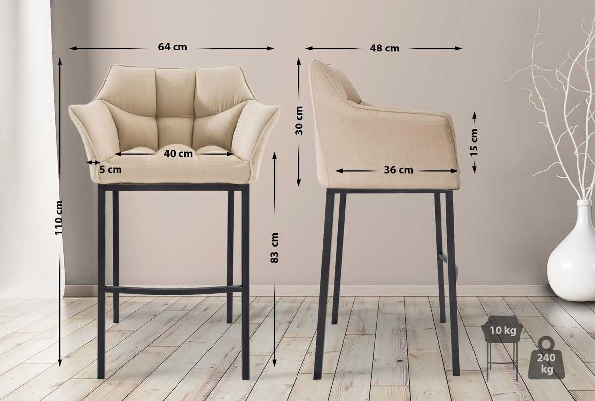 Barhocker Damaso B Stoff mit 4-Fuß Gestell – Ansicht 16