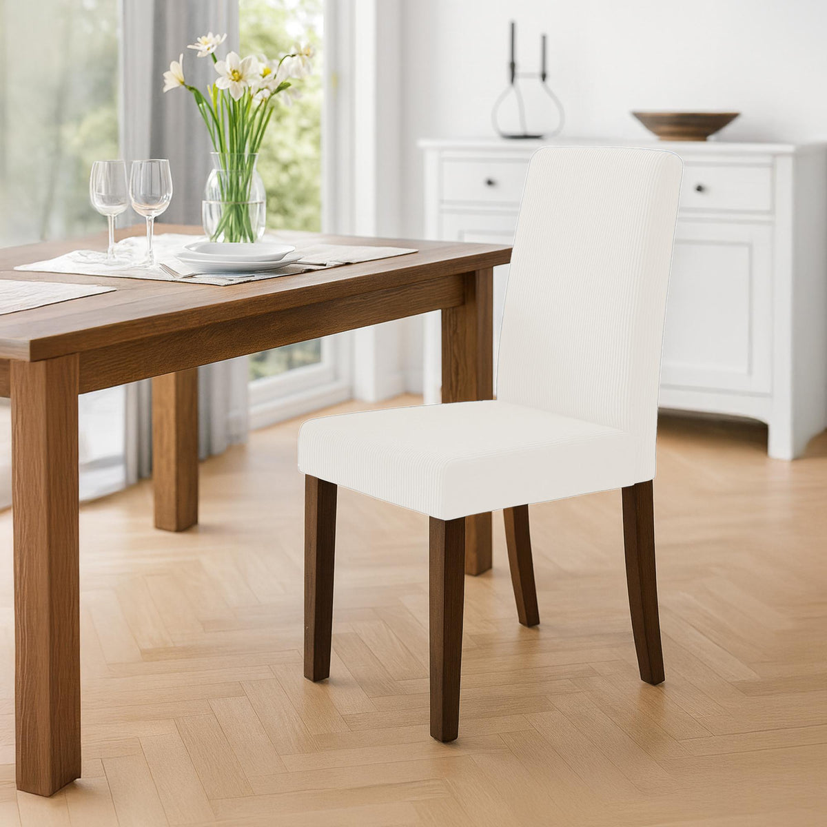 2er Set Esszimmerstuhl Ina Cord antik dunkel – Ansicht 3