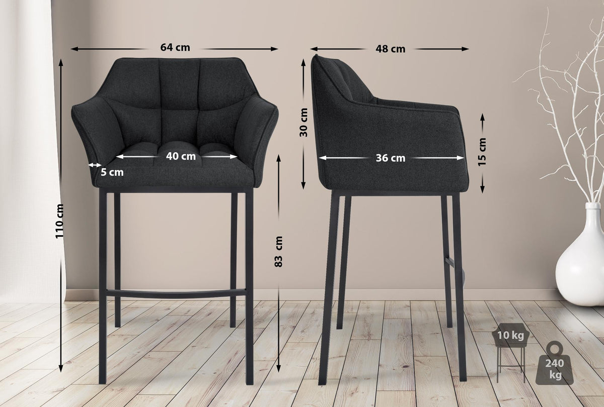 Barhocker Damaso B Filz mit 4-Fuß Gestell – Ansicht 2