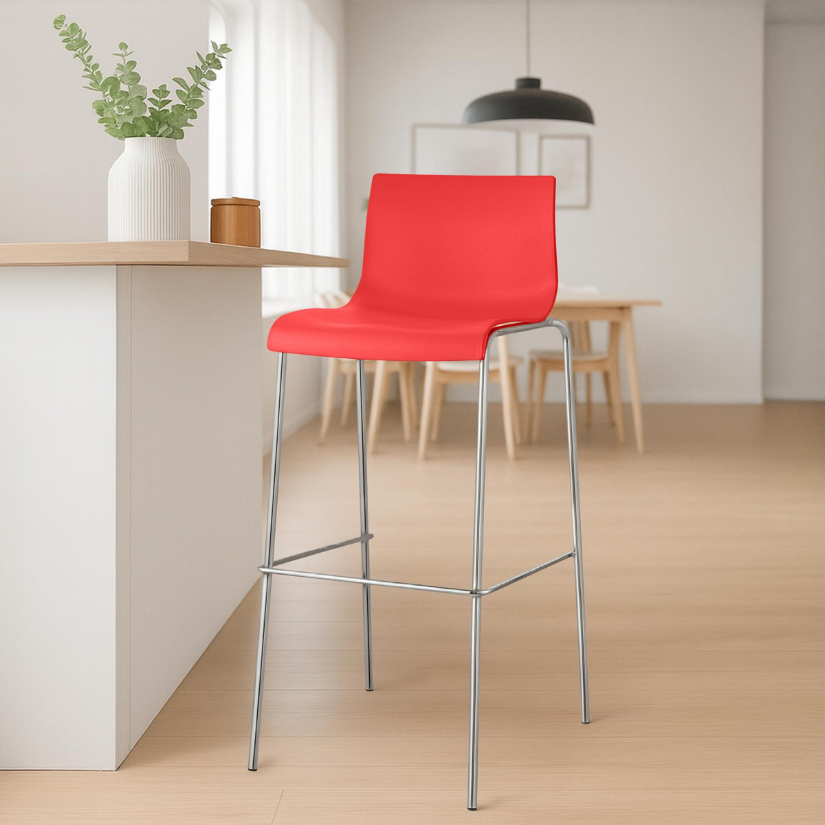 2er Set Barhocker Hoover Kunststoff 4-Fuß Gestell chrom – Ansicht 10