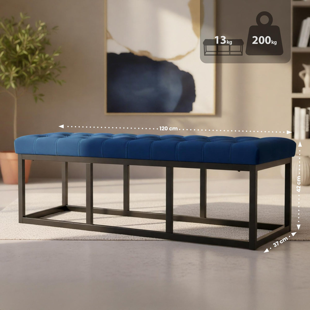 Sitzbank Polson Samt Schwarz 120 cm – Ansicht 7