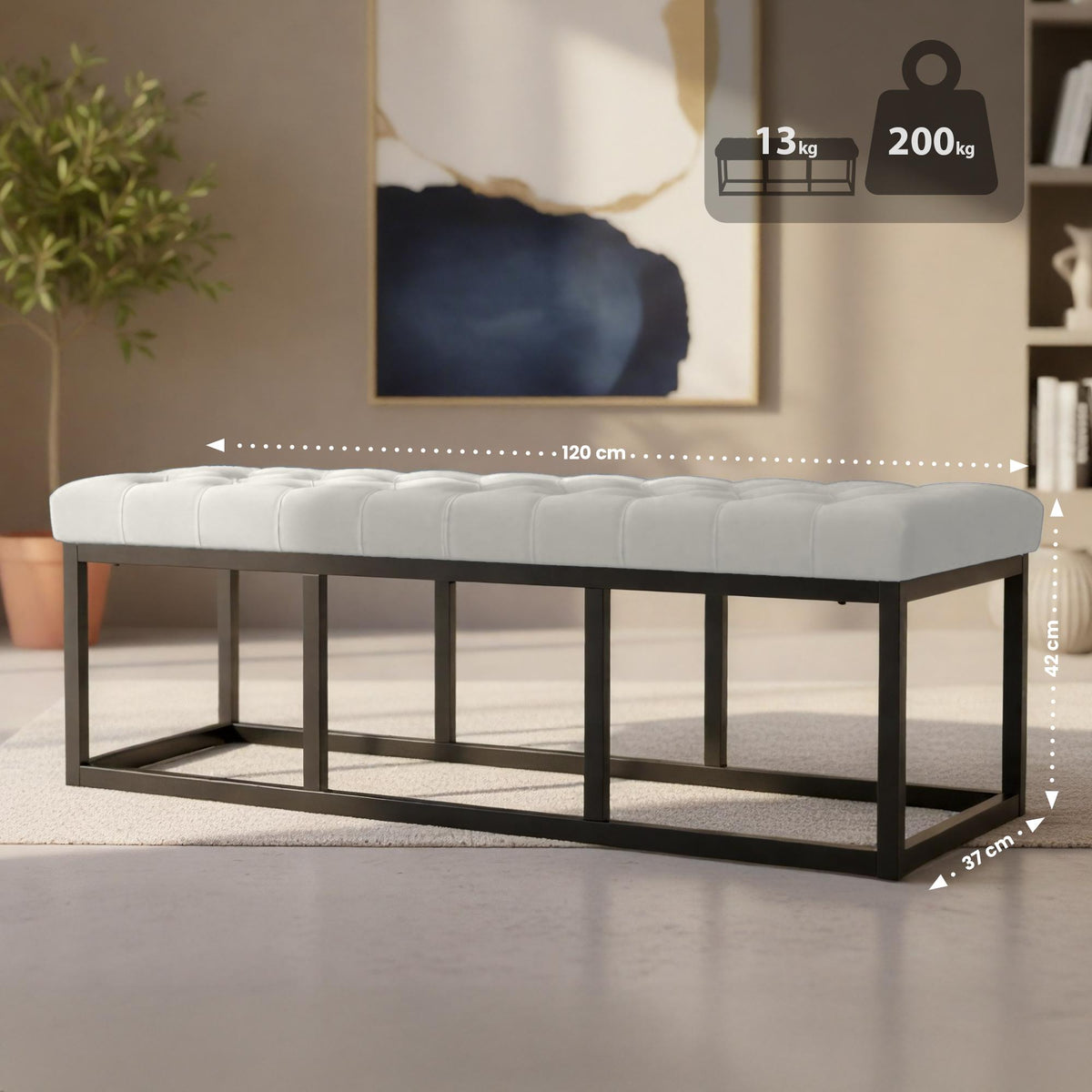 Sitzbank Polson Samt Schwarz 120 cm – Ansicht 12