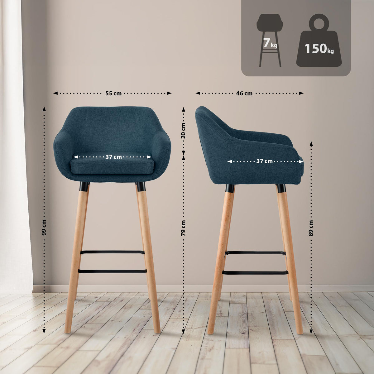 Barhocker Grant Stoff – Ansicht 2