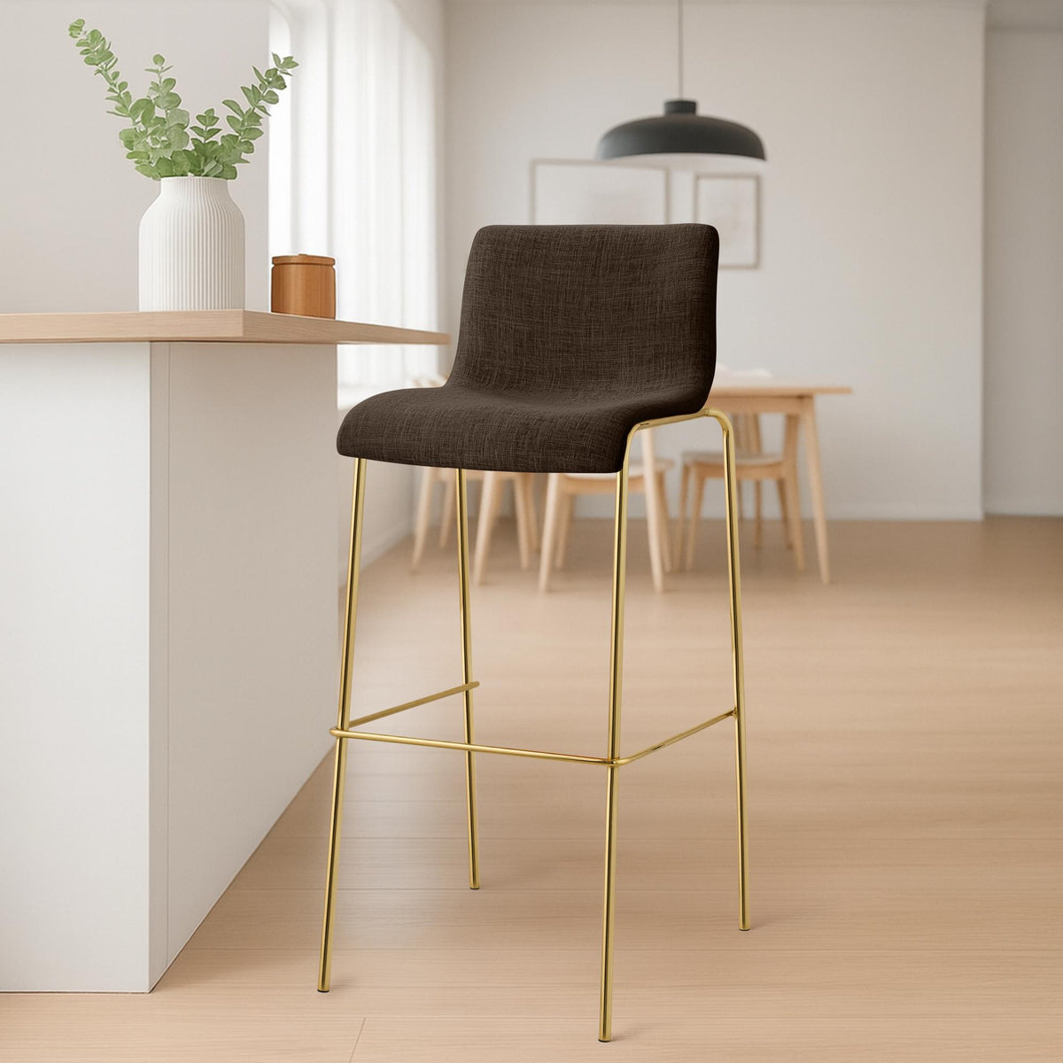 2er Set Barhocker Hoover Stoff 4-Fuß Gold – Ansicht 10
