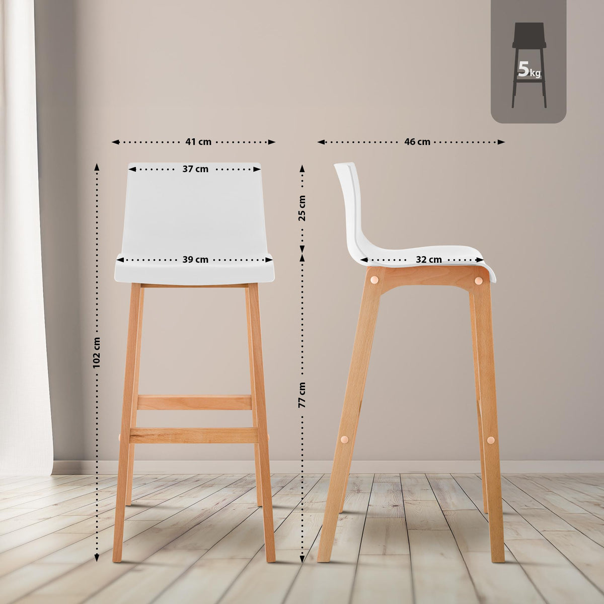 2er Set Barhocker Hoover Natura – Ansicht 2
