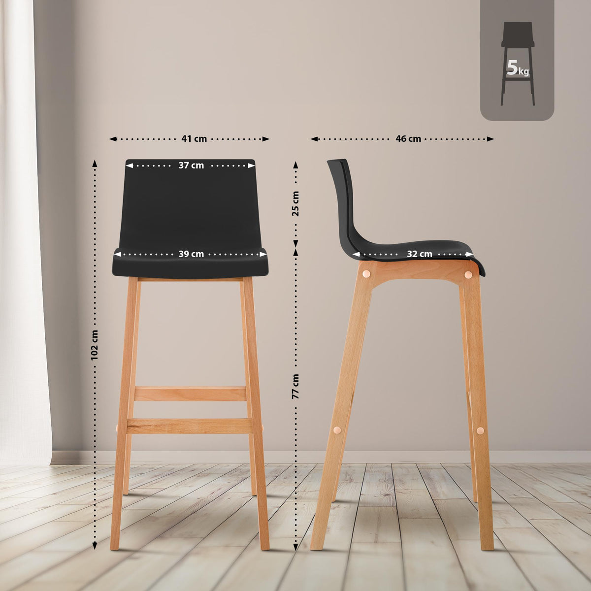2er Set Barhocker Hoover Natura – Ansicht 9
