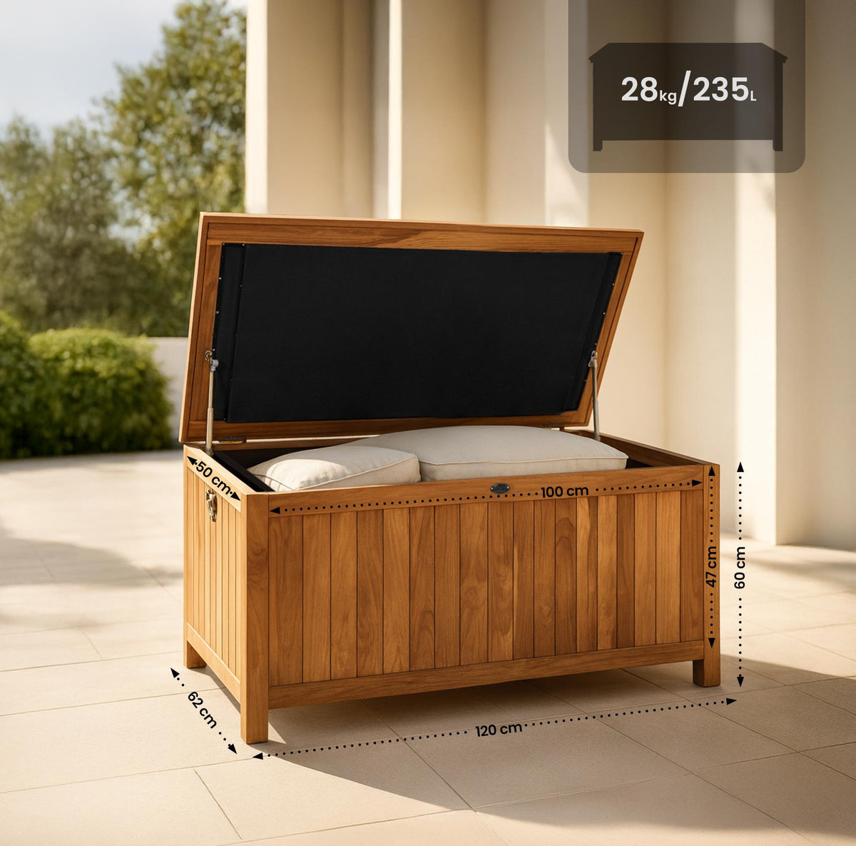 Teak Gartenbox Novena 120X62X60 – Ansicht 2
