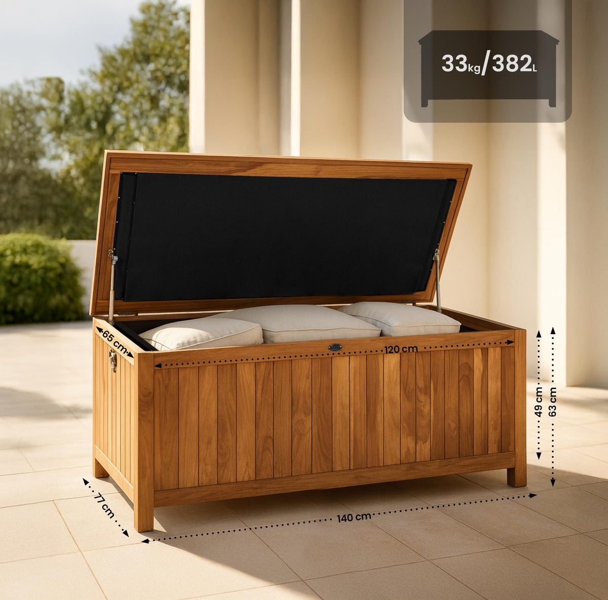 Teak Gartenbox Novena 140X77x63 – Ansicht 2