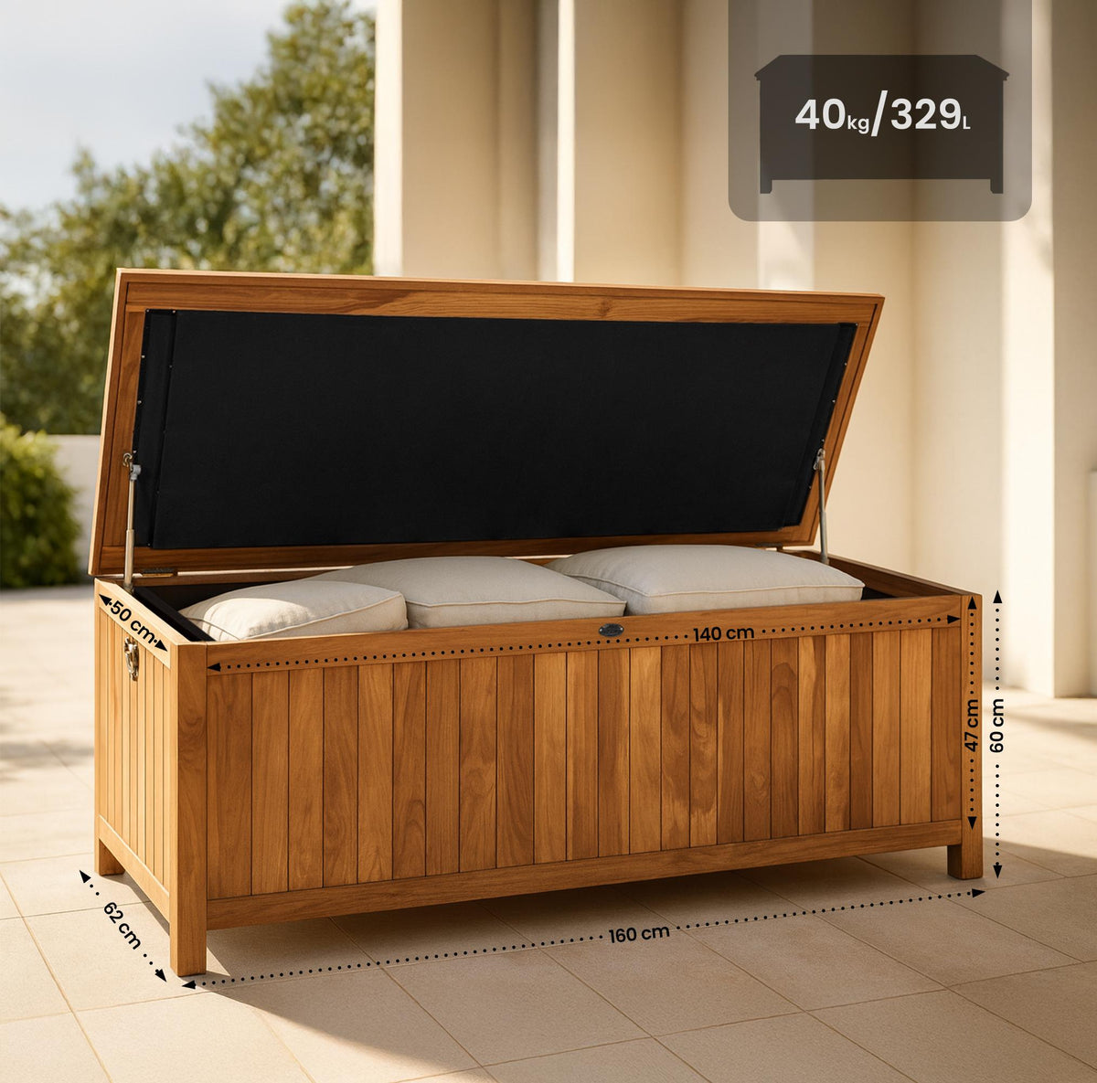 Teak Gartenbox Novena 160x62x60 – Ansicht 2