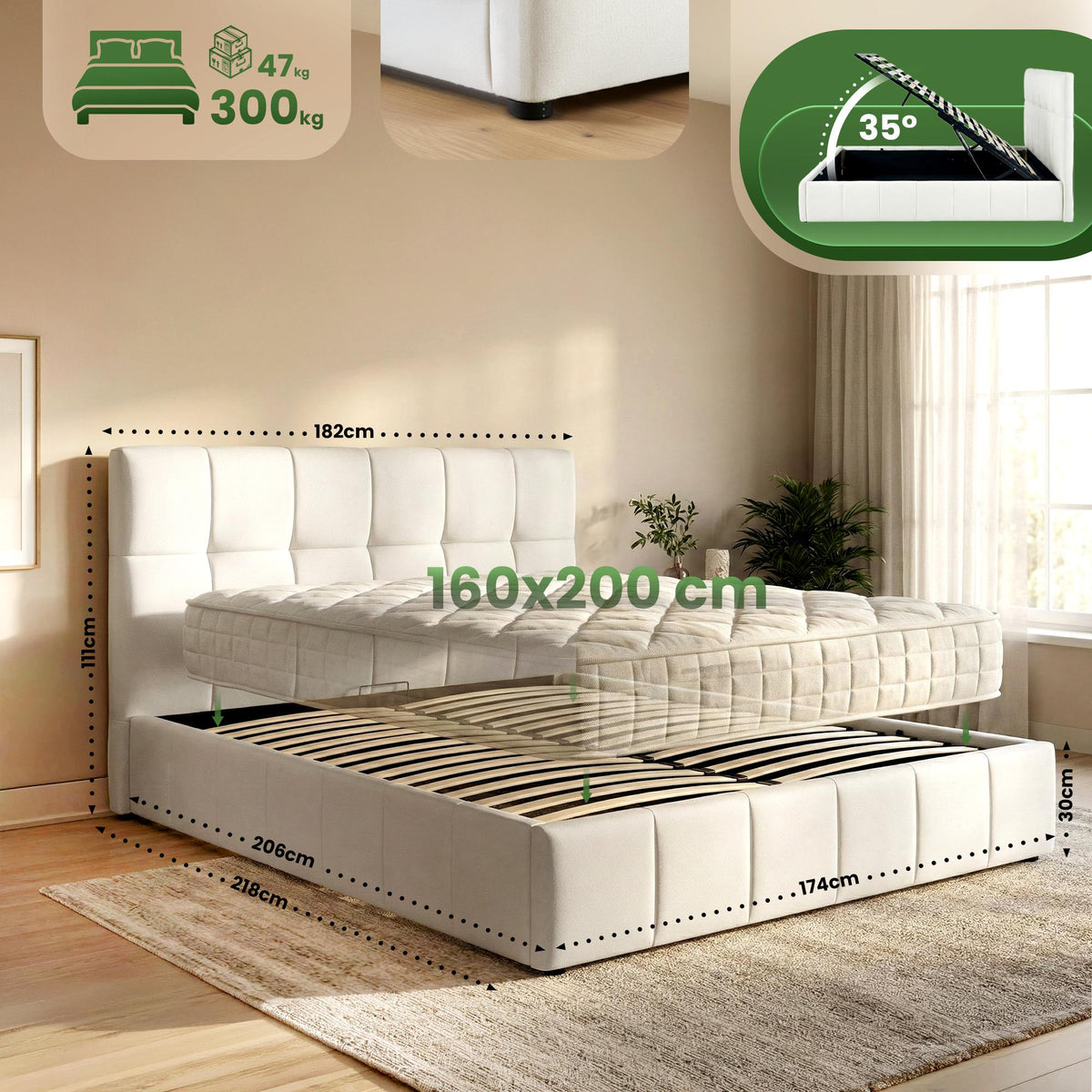 Bett Ladia Stoff 160x200 cm – Ansicht 9