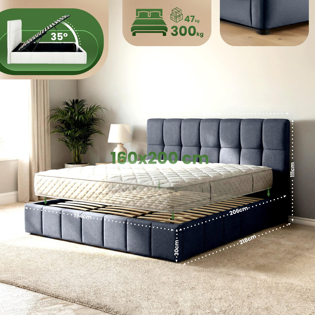 Bett Ladia Stoff 180x200 cm – Ansicht 9