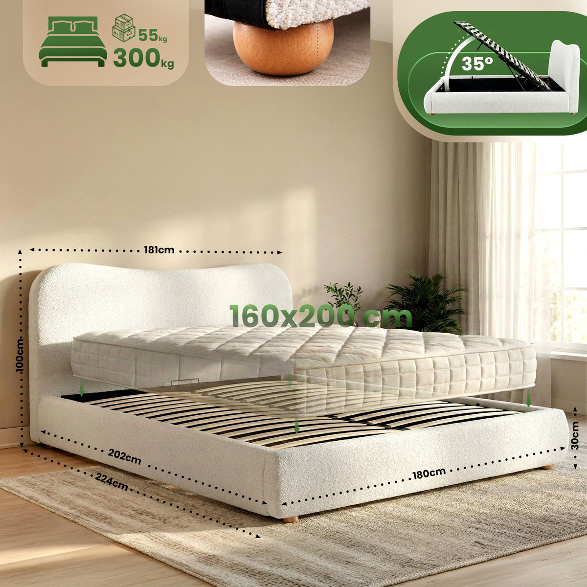 Bett Maido Teddy Stoff 160x200 cm – Ansicht 11
