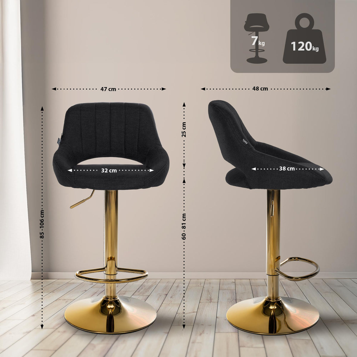 2er Set Barhocker Milet Stoff G – Ansicht 9