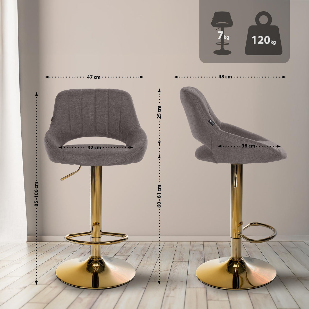 2er Set Barhocker Milet Stoff G – Ansicht 2
