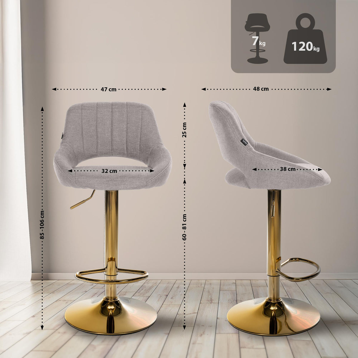 2er Set Barhocker Milet Stoff G – Ansicht 16