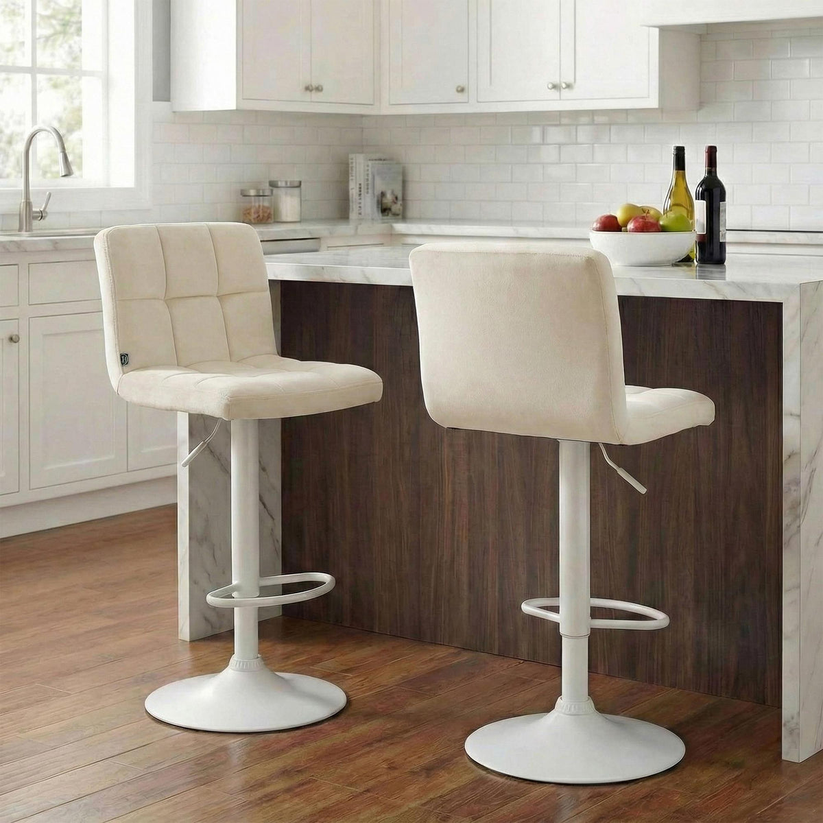 2er Set Barhocker Peru Samt weiß – Ansicht 10