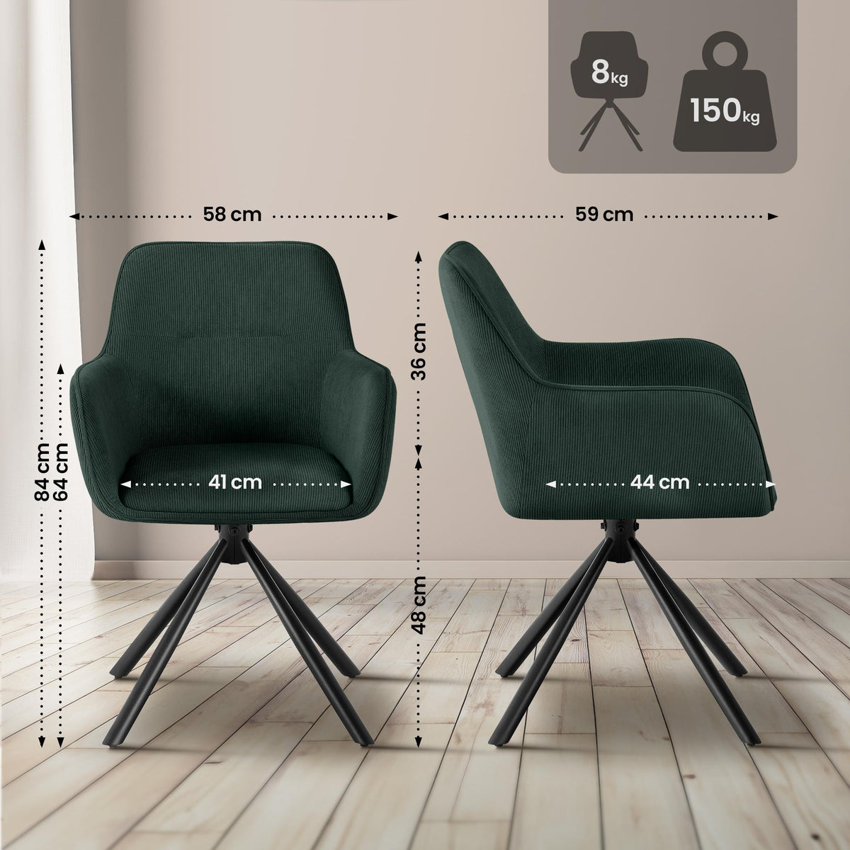 Stuhl Tipton Cord – Ansicht 2