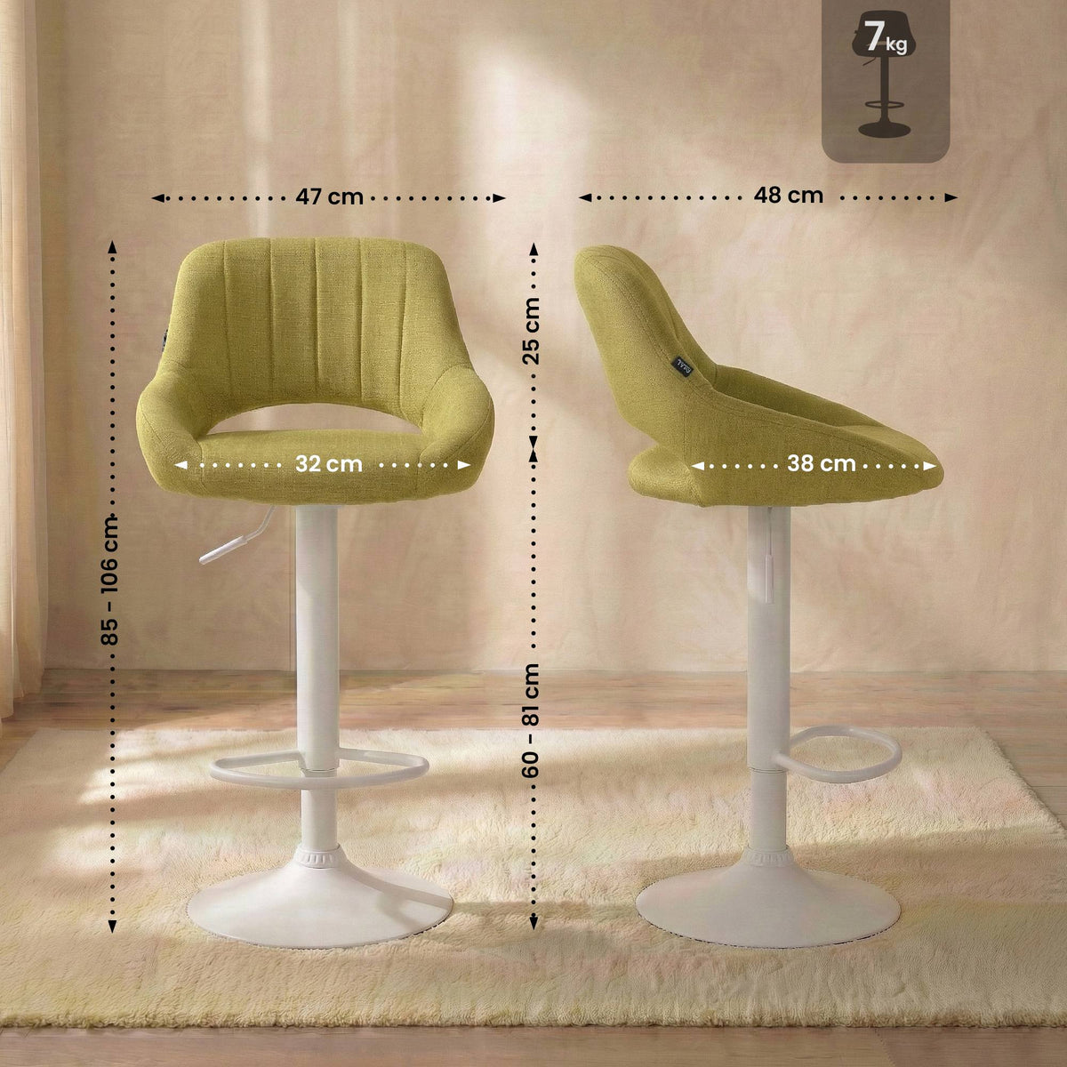 Barhocker Milet Stoff weiß – Ansicht 9