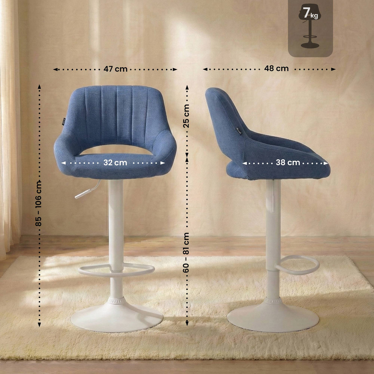 Barhocker Milet Stoff weiß – Ansicht 16