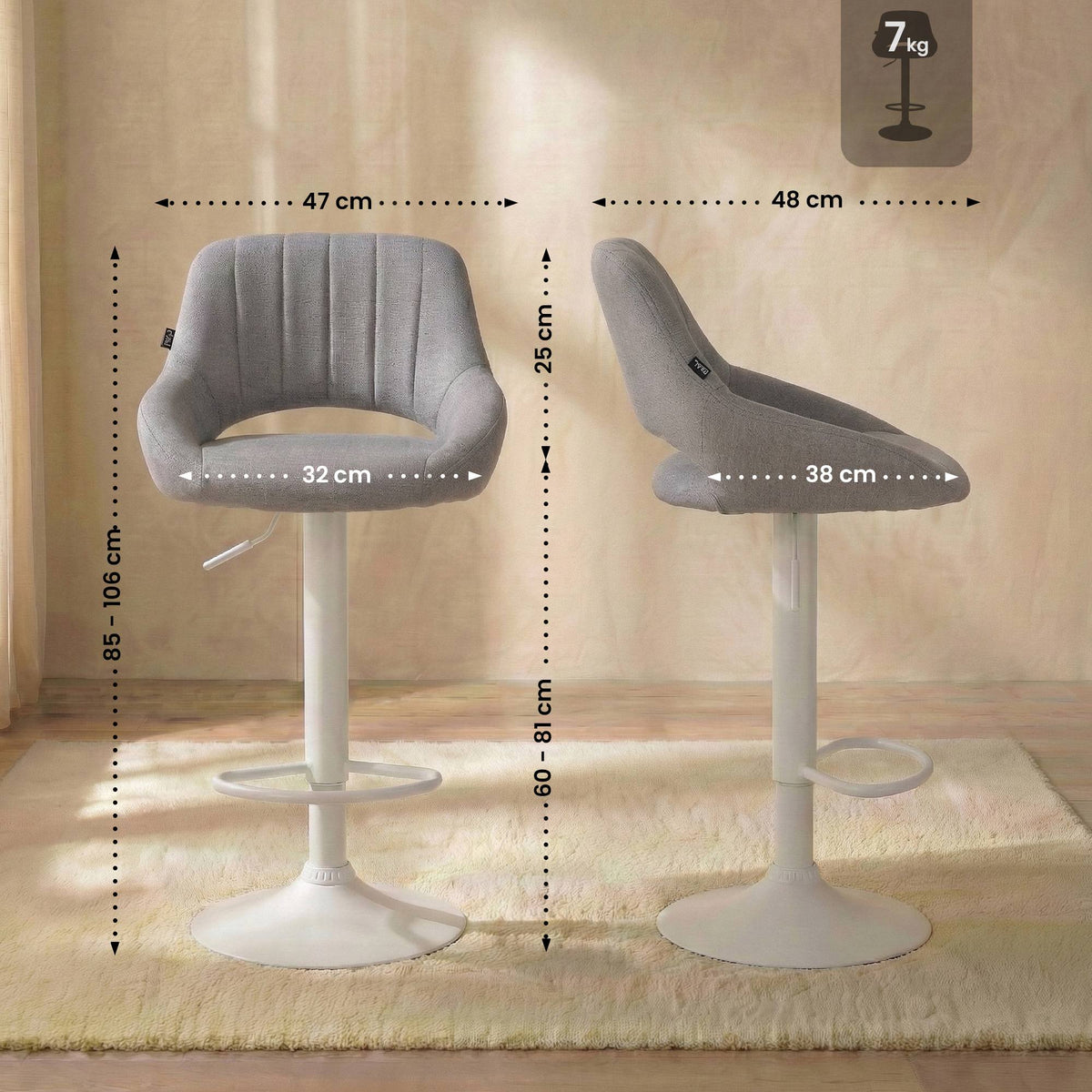 2er Set Barhocker Milet Stoff W – Ansicht 16