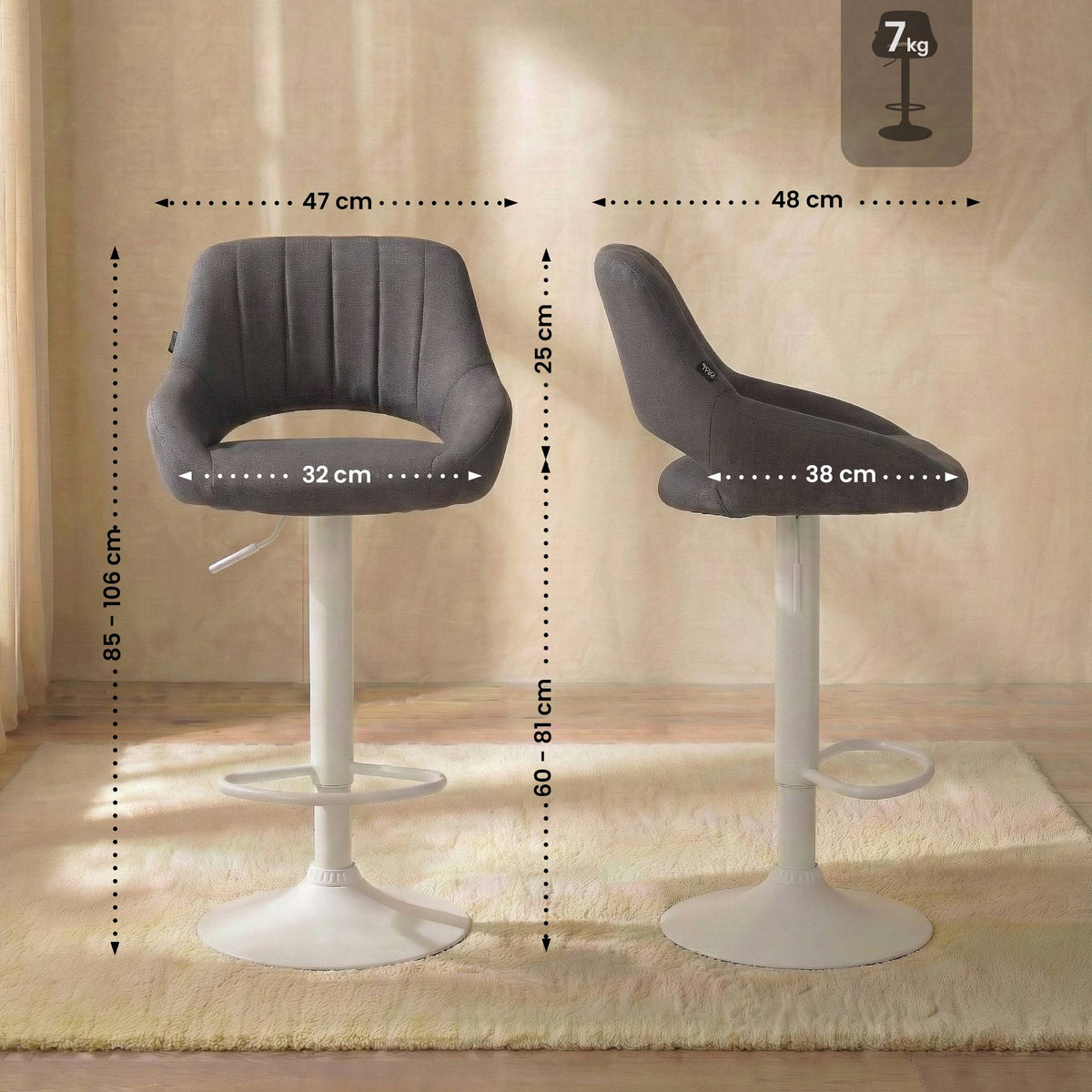 2er Set Barhocker Milet Stoff W – Ansicht 9